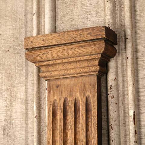 #53605 Antique Oak Fireplace Mantel Fluted Pilaster image 3