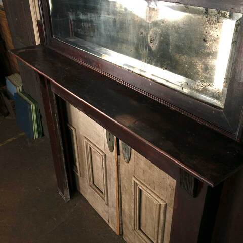#53614 Antique Fireplace Mantel w/ Mirror image 4