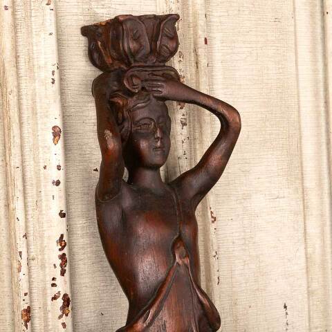 #53629 Antique Carved Wood Figural Ornament image 2