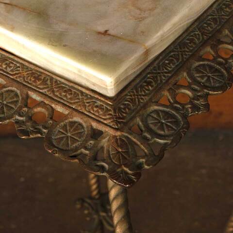 #53632 Antique Brass Plant Stand with Marble Top image 6