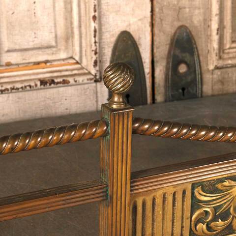 #53637 60x12 Antique Ornate Brass Fireplace Fender image 6