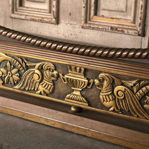 #53637 60x12 Antique Ornate Brass Fireplace Fender image 7
