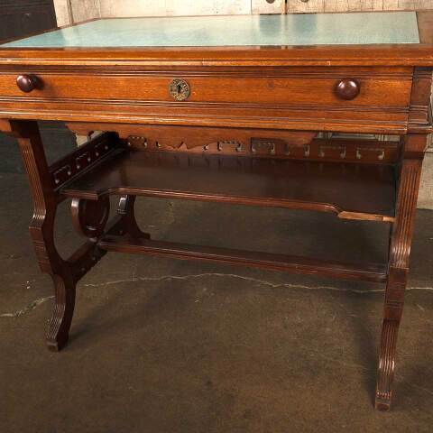 #53646 Antique Victorian Wood Library Writing Desk image 3