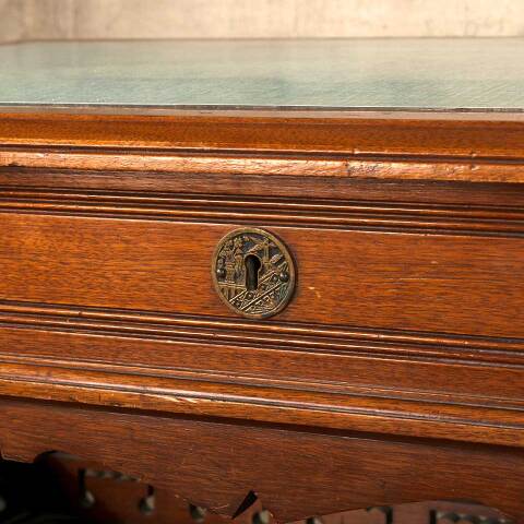 #53646 Antique Victorian Wood Library Writing Desk image 6