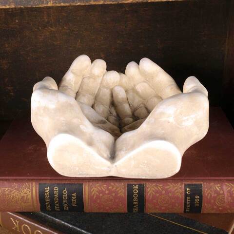 #53703 Cast Plaster Open Hands Dish image 4