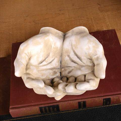 #53703 Cast Plaster Open Hands Dish image 6