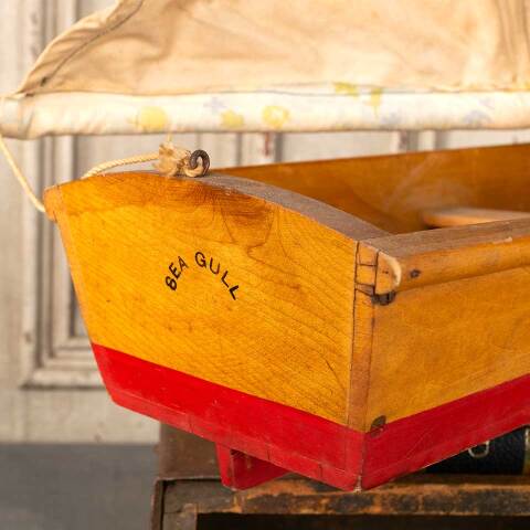 #53717 Antique BEA GULL Wooden Toy Sailboat image 8
