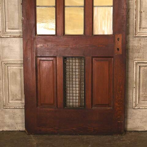 #53756 36x79 Antique Pine & Colored Glass Door image 3