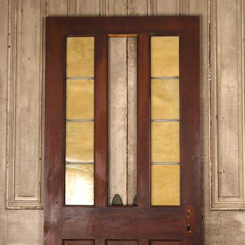 #53757 36x80 Antique Pine & Colored Glass Door image 2