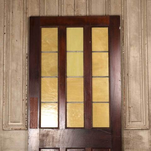 #53758 36x80 Antique Pine & Colored Glass Door image 2