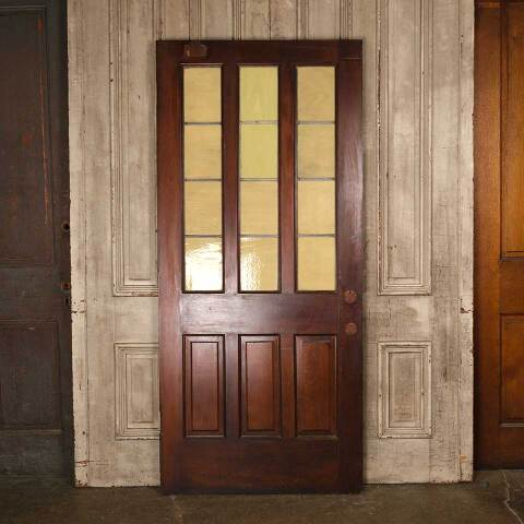 #53758 36x80 Antique Pine & Colored Glass Door image 5