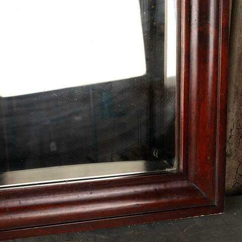 #53782 Antique Wood Framed Beveled Glass Mirror image 4