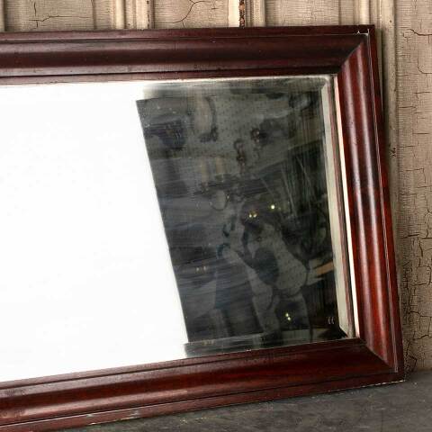 #53782 Antique Wood Framed Beveled Glass Mirror image 6