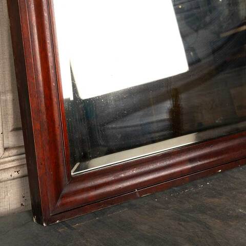 #53782 Antique Wood Framed Beveled Glass Mirror image 7