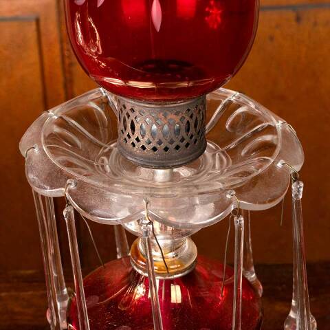 #53796 Cranberry Glass Hurricane Candle Holders image 3
