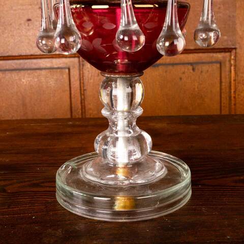 #53796 Cranberry Glass Hurricane Candle Holders image 6