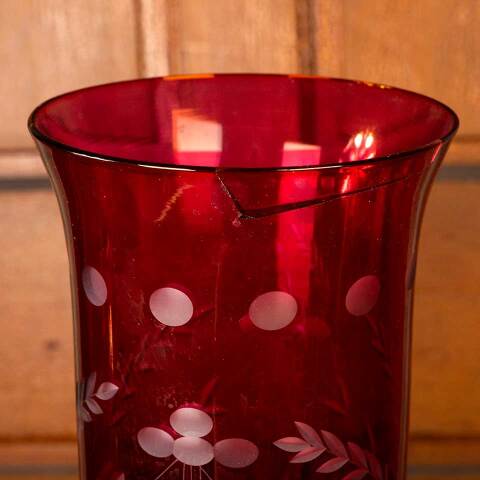 #53796 Cranberry Glass Hurricane Candle Holders image 5