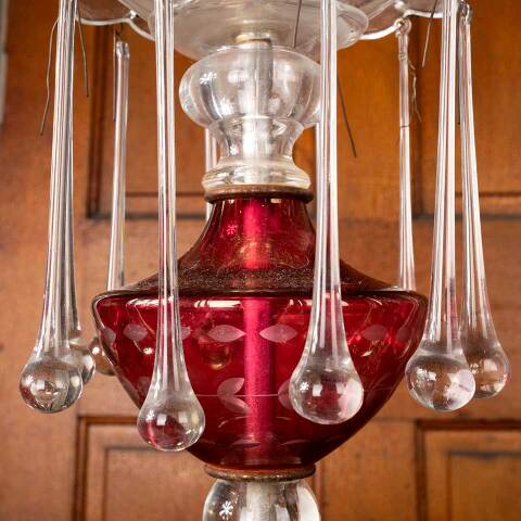 #53796 Cranberry Glass Hurricane Candle Holders image 7