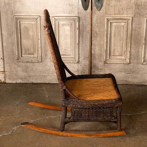 #53801 Antique Wicker Rocking Chair w/ Drawer image 3