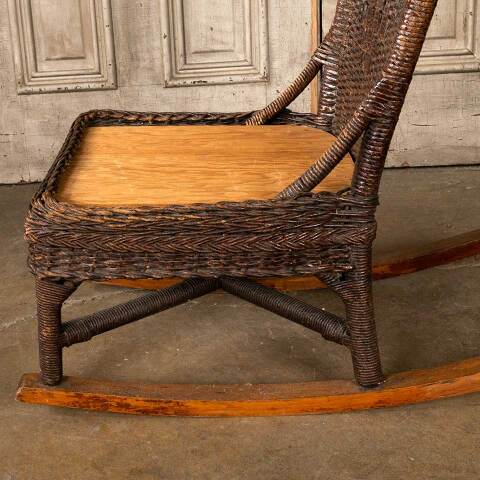 #53801 Antique Wicker Rocking Chair w/ Drawer image 5