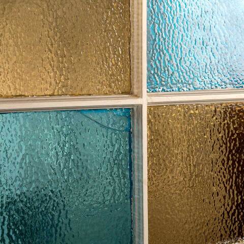 #53809 34x40 Antique 12 Lite Colored Glass Window image 2