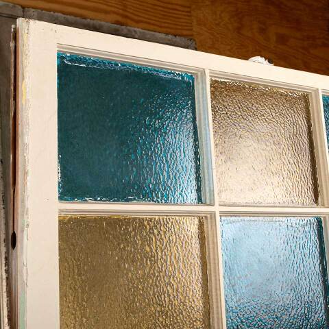 #53809 34x40 Antique 12 Lite Colored Glass Window image 3