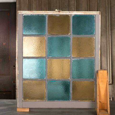 #53809 34x40 Antique 12 Lite Colored Glass Window image 5