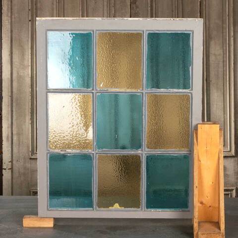 #53810 27x34 Antique 9 Lite Colored Glass Window image 4