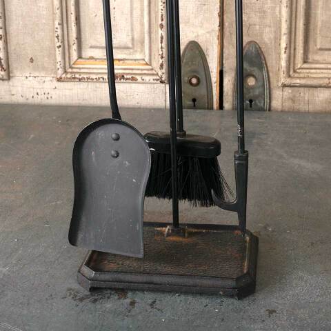 #53816 Antique Metal & Brass Fireplace Tool Set image 3