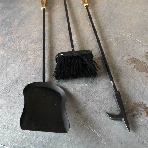 #53816 Antique Metal & Brass Fireplace Tool Set image 5