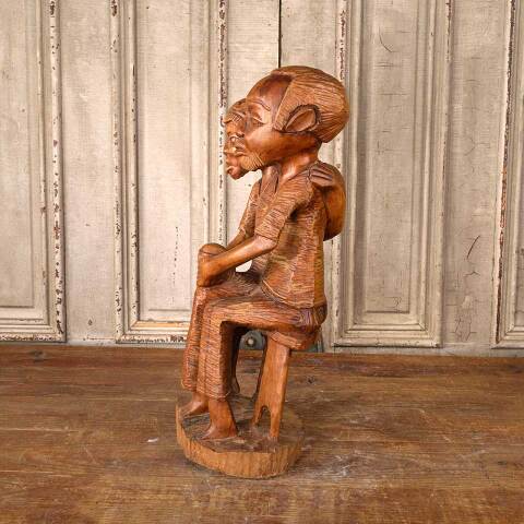 #53881 Antique Hand Craved Wood Figural Sculpture image 6