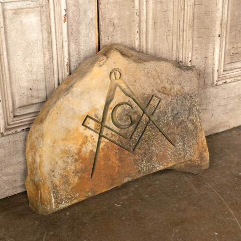 #53959 Carved Sandstone Freemason Masonic Rock image 2