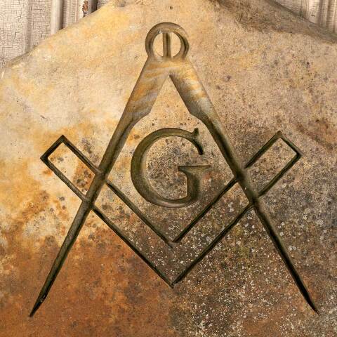 #53959 Carved Sandstone Freemason Masonic Rock image 3