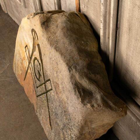 #53959 Carved Sandstone Freemason Masonic Rock image 4