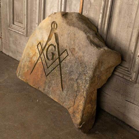 #53959 Carved Sandstone Freemason Masonic Rock image 5