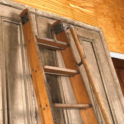 #53961 9 Rung Oak Wood Library Step Ladder image 7