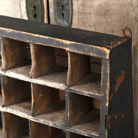 #53982 Antique Wall Hung Wood Cubby Cabinet Unit image 3