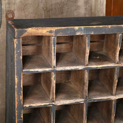 #53982 Antique Wall Hung Wood Cubby Cabinet Unit image 5