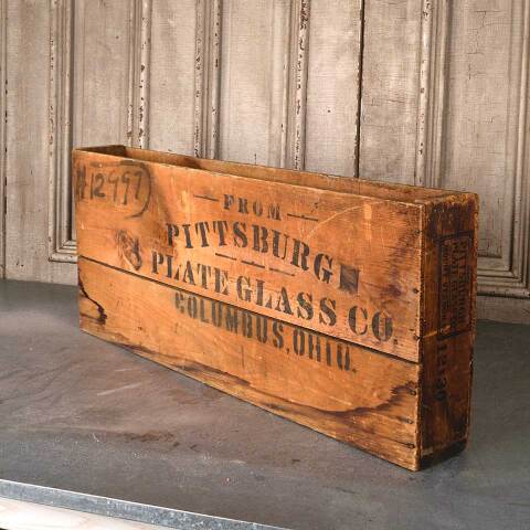 #53994 Antique PITTSBURG GLASS Wood Crate image 2