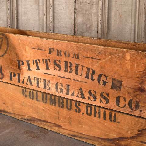 #53994 Antique PITTSBURG GLASS Wood Crate image 3