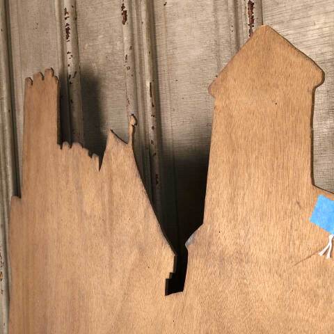 #53996 Antique Painted Castle Scene Stage Prop image 8