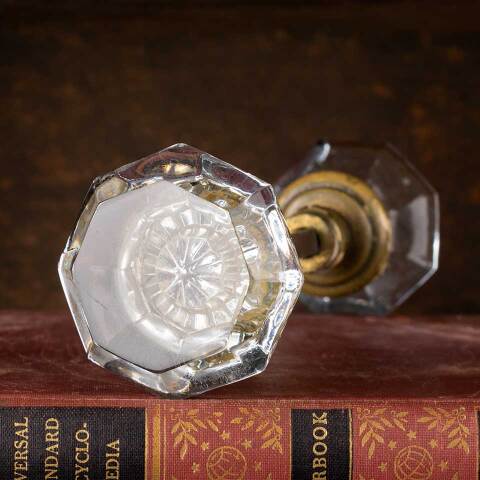 #54022 Antique Octagonal Glass Doorknobs Hardware image 4