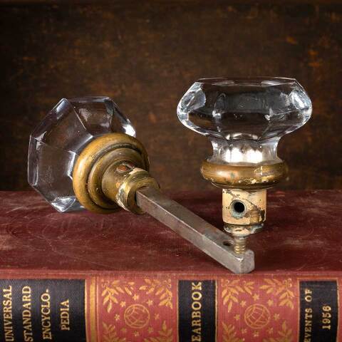 #54022 Antique Octagonal Glass Doorknobs Hardware image 5