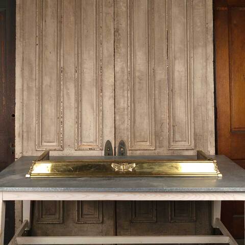 #54033 Antique Brass Art Nouveau Fireplace Fender image 2