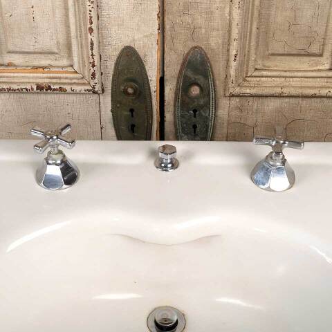 #54035 Antique Porcelain Bathroom Pedestal Sink image 5