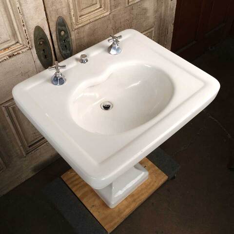 #54035 Antique Porcelain Bathroom Pedestal Sink image 6