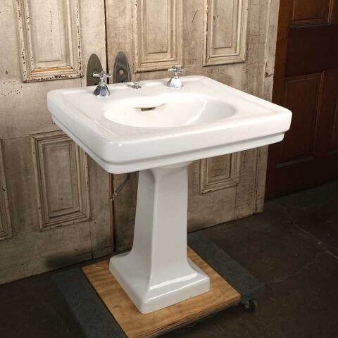 #54035 Antique Porcelain Bathroom Pedestal Sink image 8
