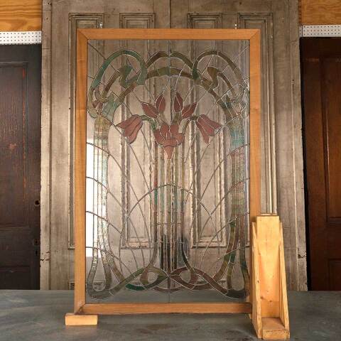 #54040 30x30 Vintage Stained Glass Window Panel image 6