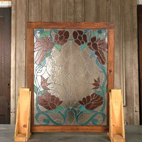 #54041 32x40 Vintage Stained Glass Window Panel image 5