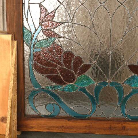 #54041 32x40 Vintage Stained Glass Window Panel image 6